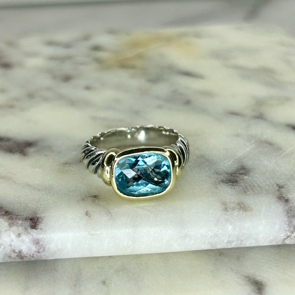 David Yurman Blue and Gold Ring - Picture 4 of 8